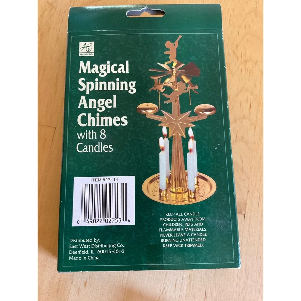 Hearth-Side Magical Spinning Angel Chimes Brass Christmas Carousel 8 Candles